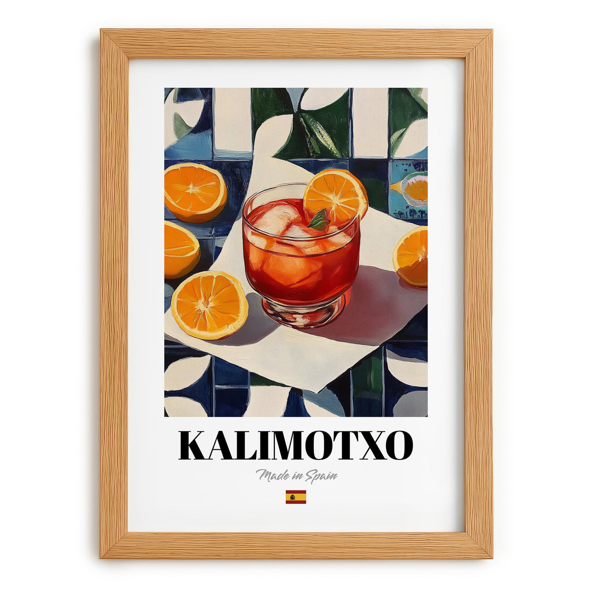 Kalimotxo – Spanish Cocktail Drink, Sky Bar Painting, set in oak frame