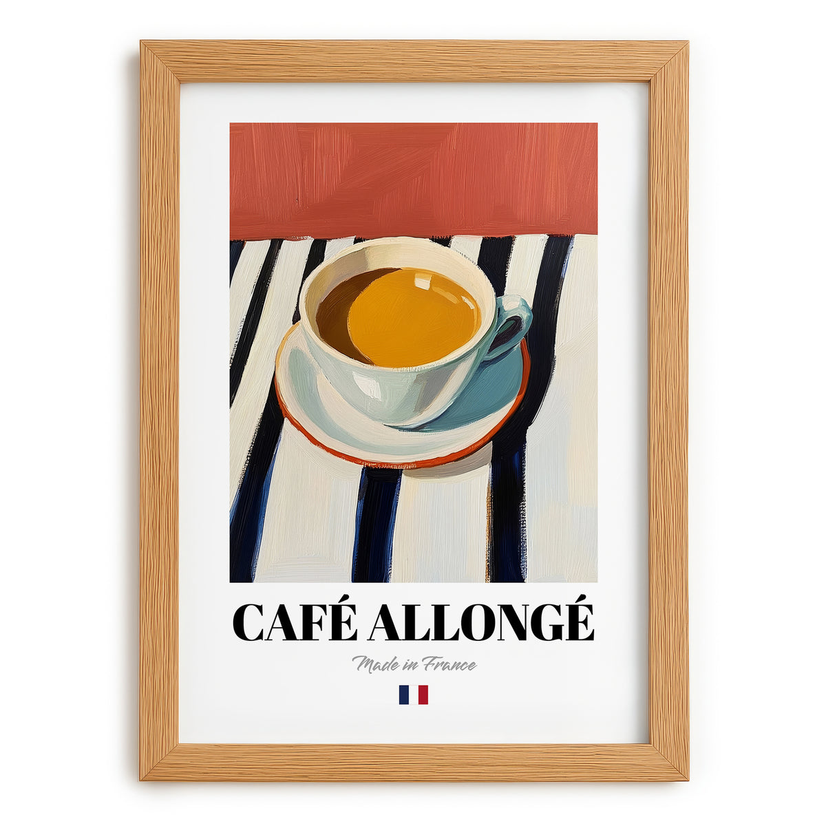 Café Allongé – French Coffee, Book Café Wall Decor, set in oak frame