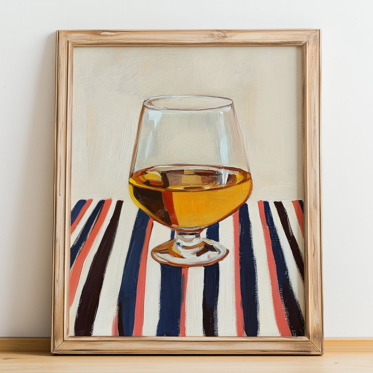 Calvados – French Spirit Drink, Beach Bar Illustration, no-text version framed in wood