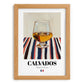 Calvados – French Spirit Drink, Beach Bar Illustration, set in oak frame