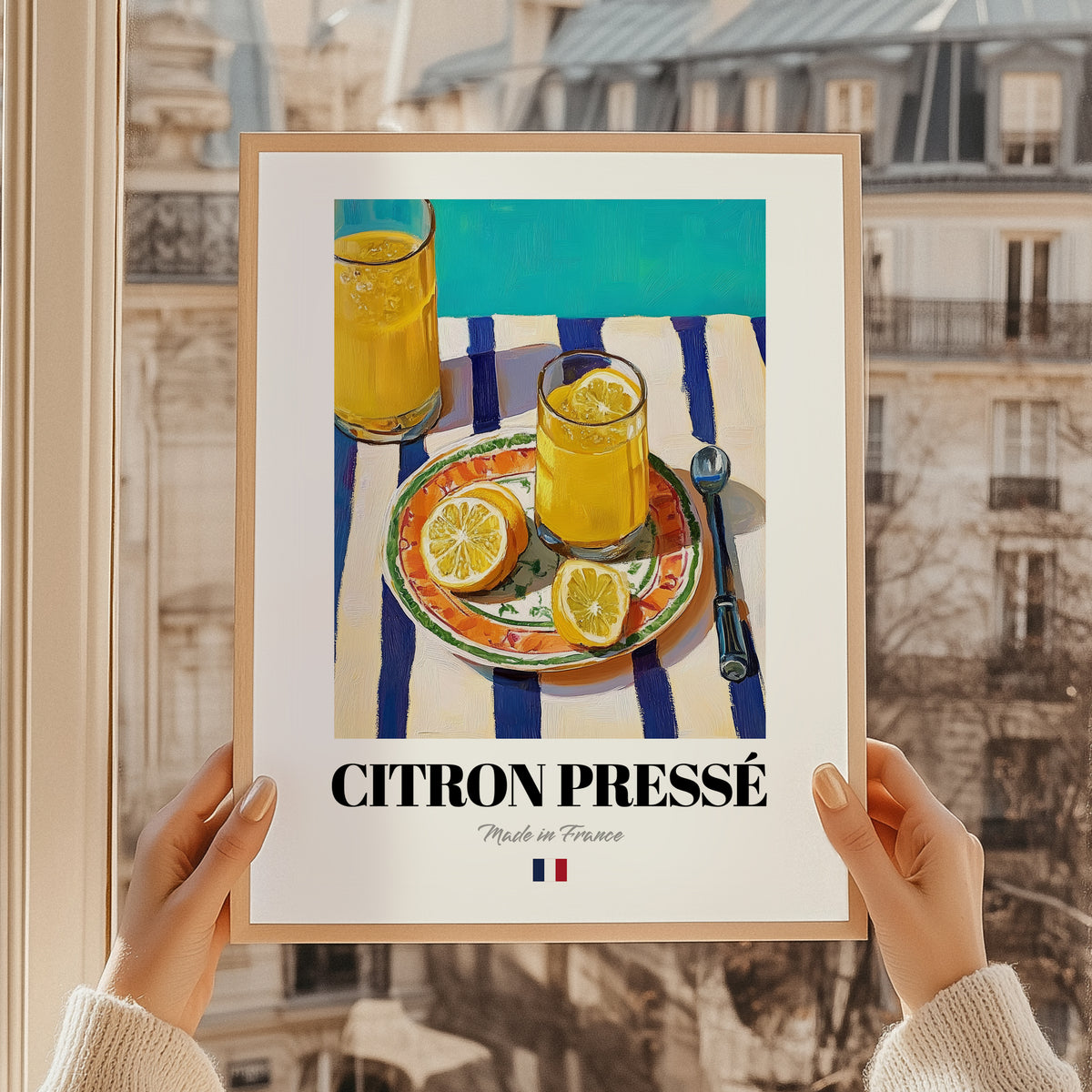 Citron Pressé – French Beverage Drink, Hotel Lobby Still Life, styled in a charming Paris street view