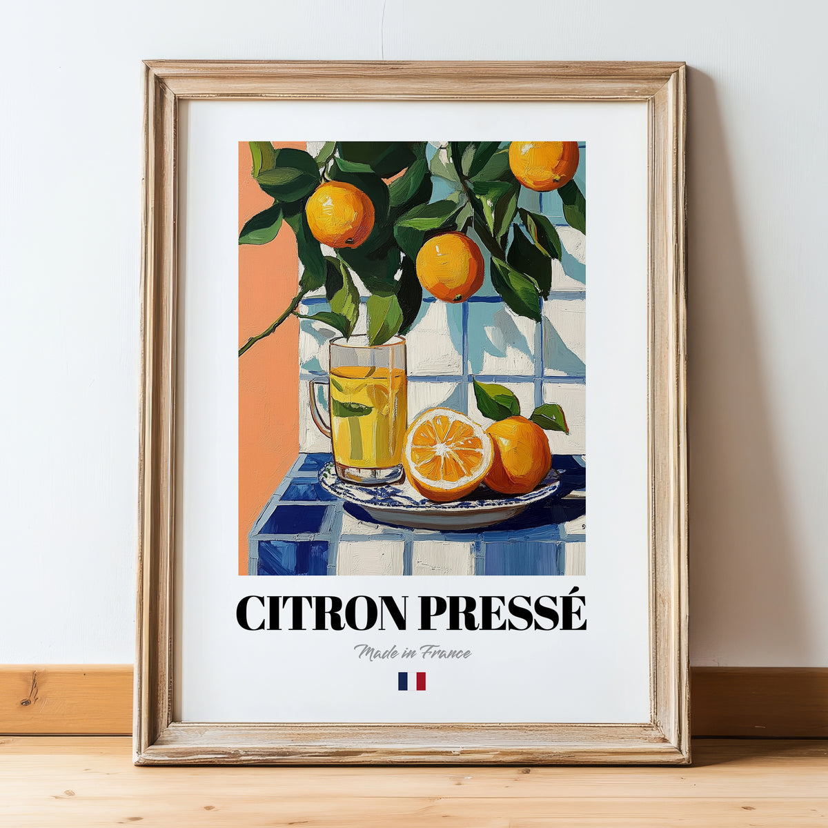 Citron Pressé – French Beverage Drink, Speakeasy Painting, in wooden frame leaning on the floor