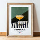 Sidecar – French Cocktail Drink, Cocktail Lounge Wall Art, in wooden frame leaning on the floor