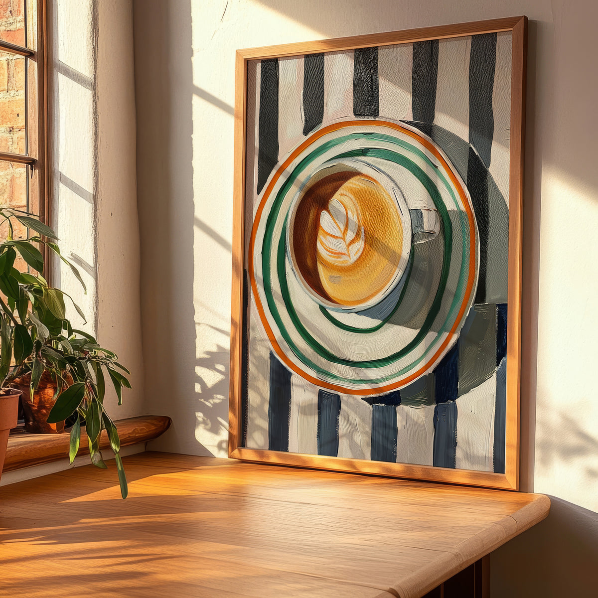 Cappuccino Lot #2 – Italian Coffee on Striped Tablecloth