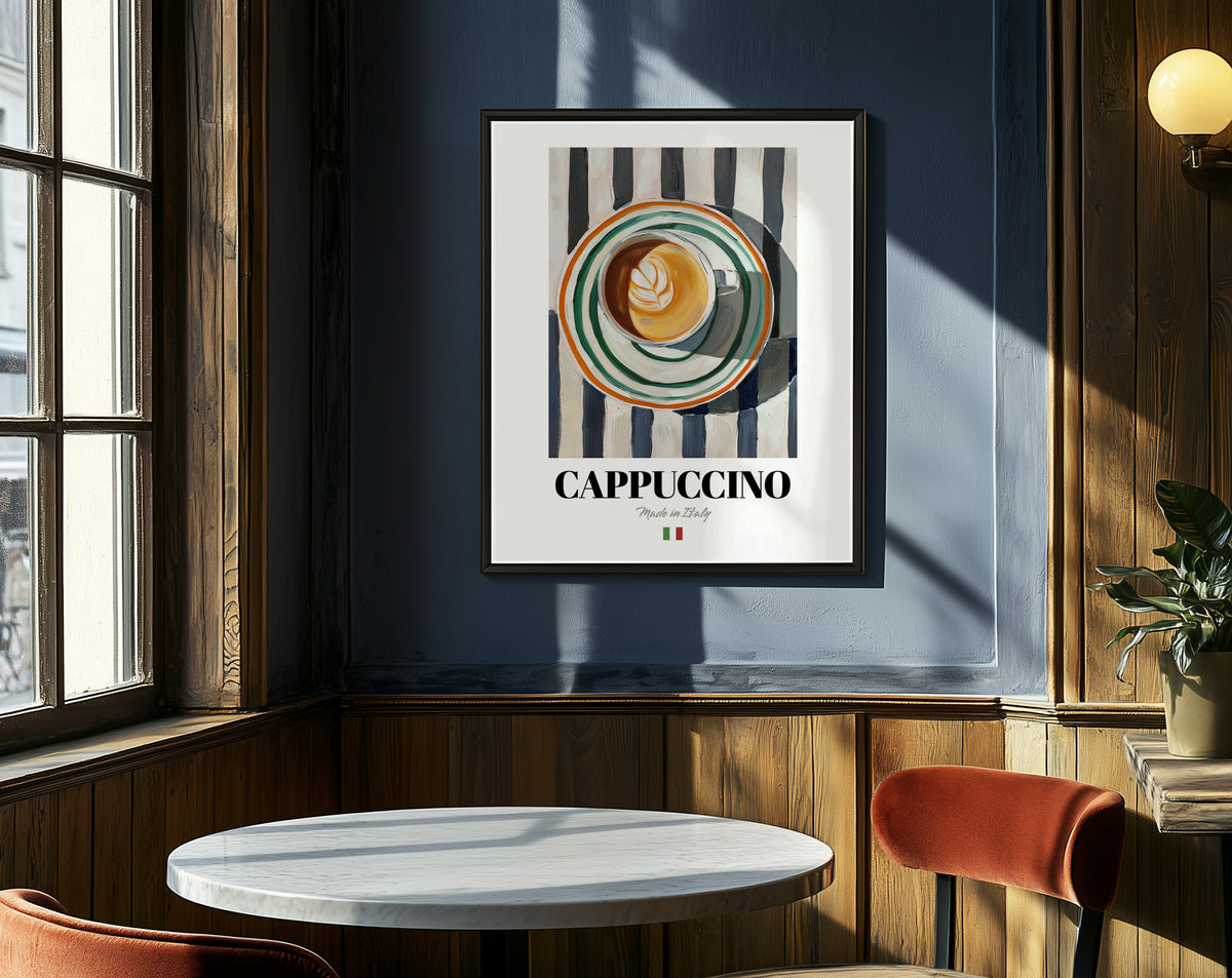 Cappuccino Lot #2 – Italian Coffee on Striped Tablecloth