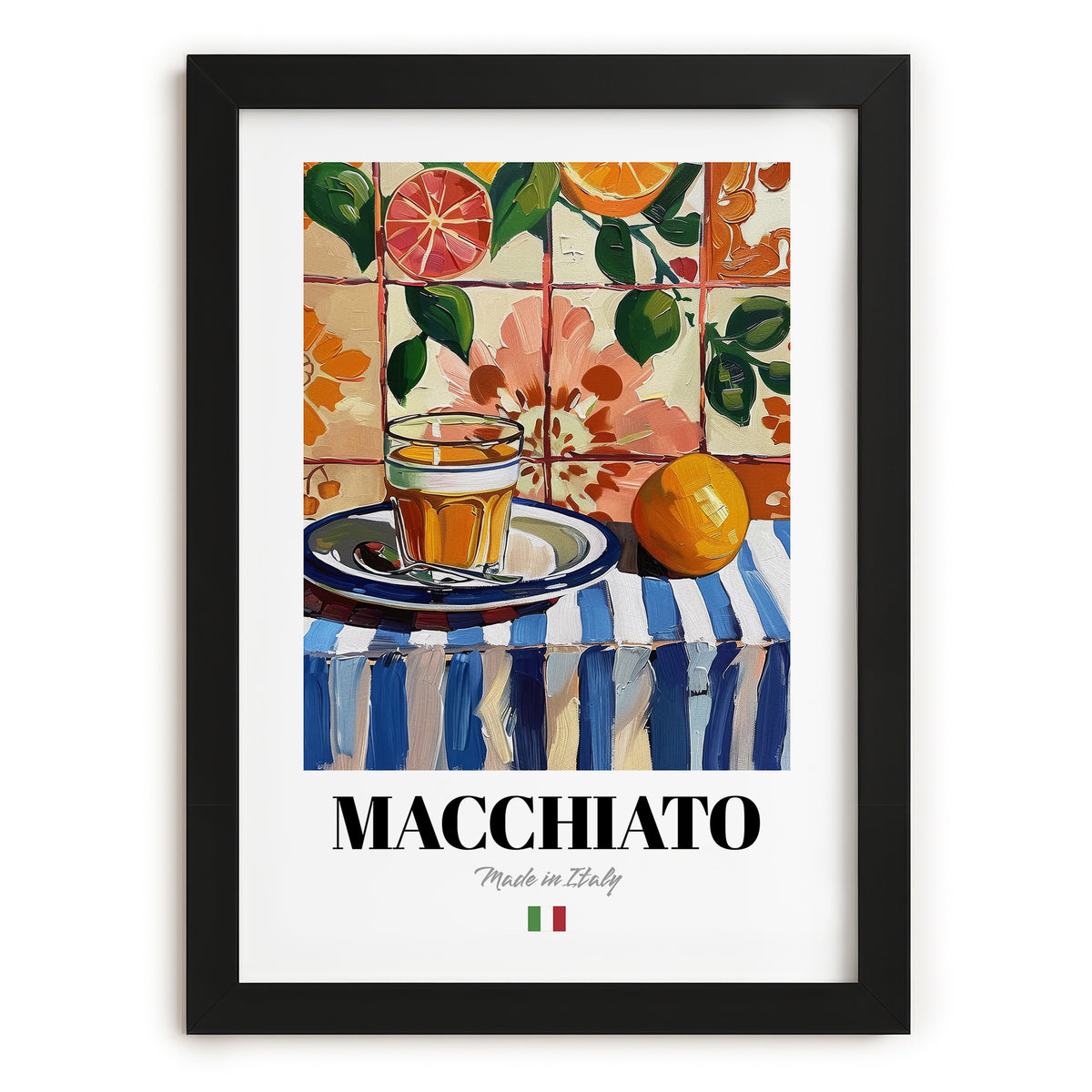 Macchiato – Italian Coffee, Café Print, in sleek black frame
