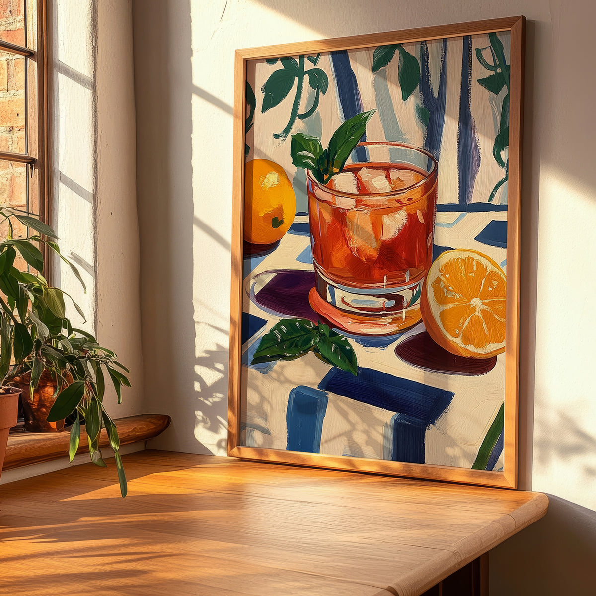 Negroni – Italian Cocktail Drink, Sky Bar Poster, clean layout with no caption