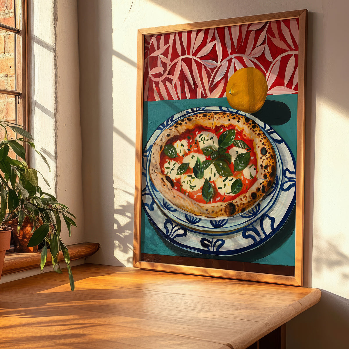 Pizza Margherita – Italian Pizza, Trattoria Poster, clean layout with no caption