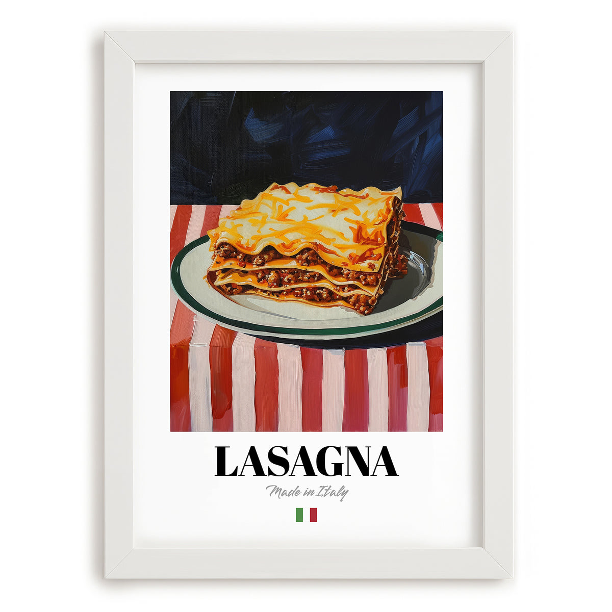 Lasagna – Italian Pasta, Osteria Poster, placed in minimal white frame