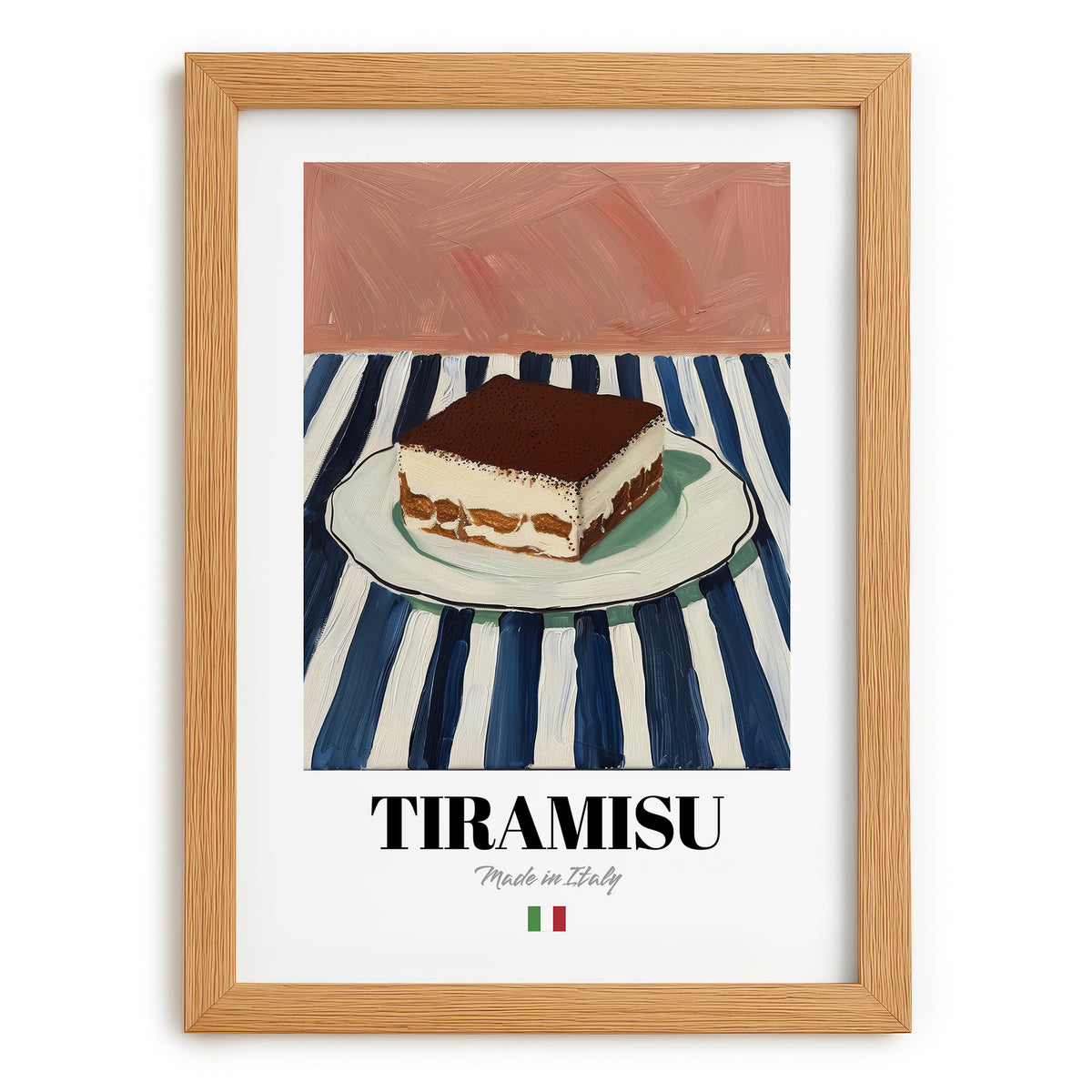 Tiramisu – Italian Dessert Dish, Restaurant Poster, set in oak frame