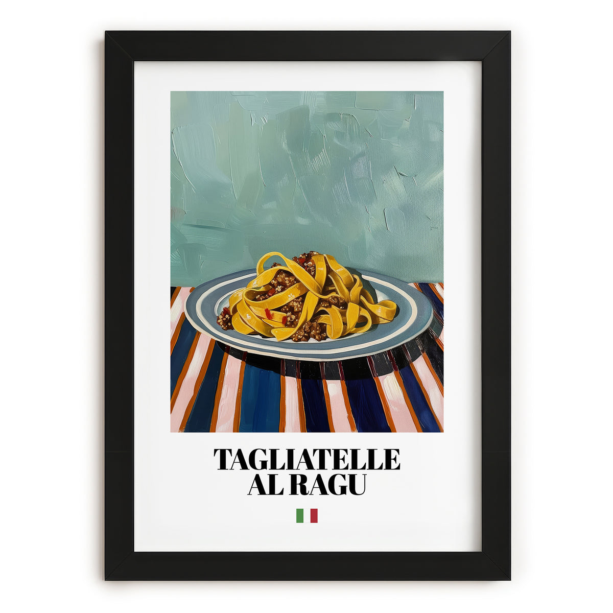 Tagliatelle al Ragu – Italian Pasta, Ristorante Painting, in sleek black frame