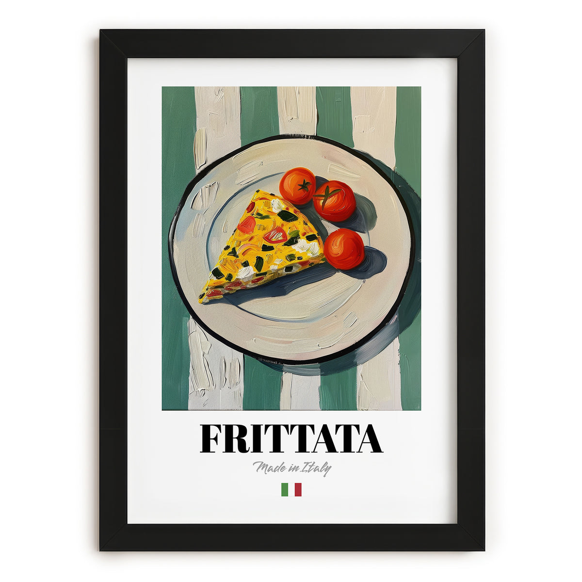 Frittata – Italian Snack Dish, Restaurant Painting, in sleek black frame