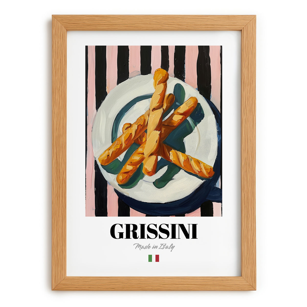 Grissini – Italian Bread Dish, Brasserie Poster, set in oak frame