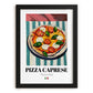 Pizza Caprese – Italian Pizza, Trattoria Illustration, in sleek black frame