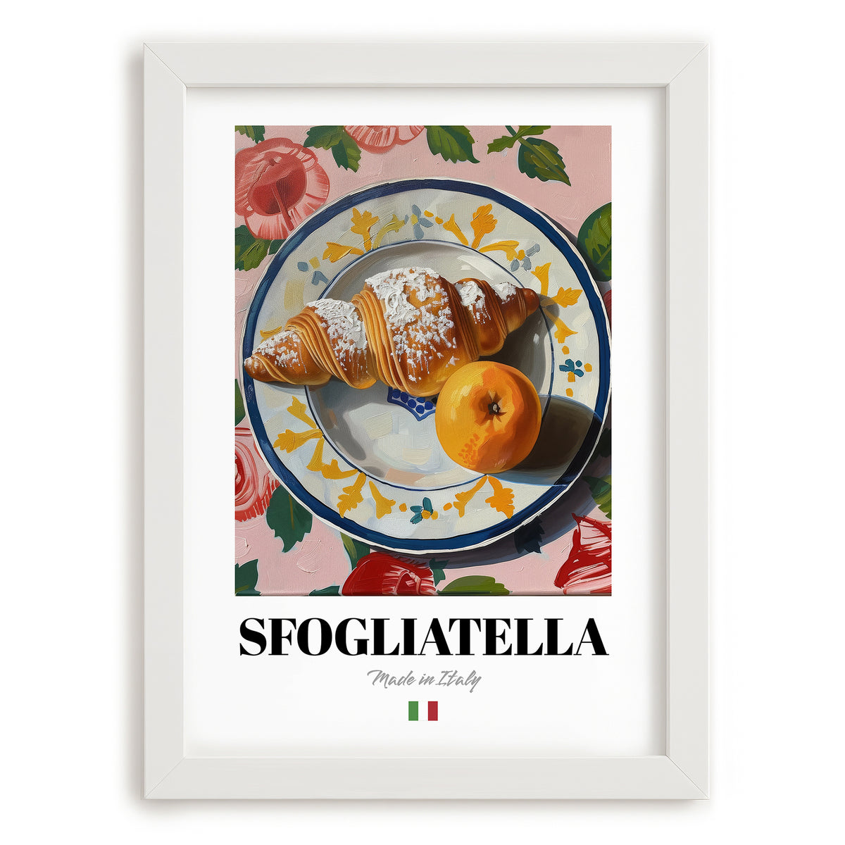 Sfogliatella – Italian Pastry Dish, Restaurant Wall Art, placed in minimal white frame