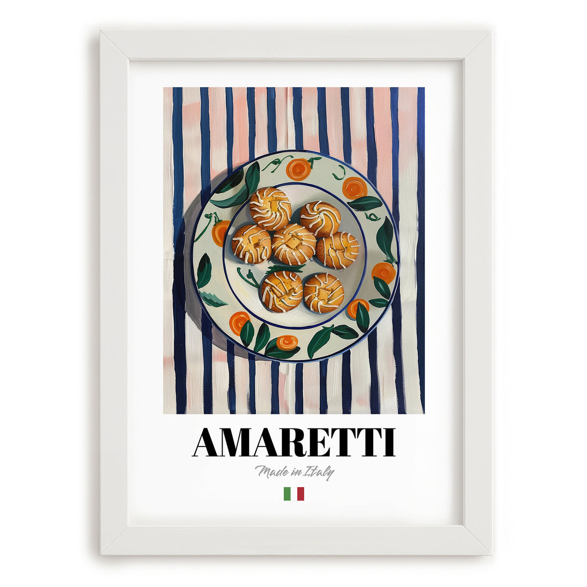 Amaretti – Italian Biscuits Dish, Tavern Print, placed in minimal white frame