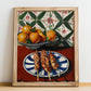 Arrosticini – Italian Meat Dish, Tavern Illustration, no-text version framed in wood