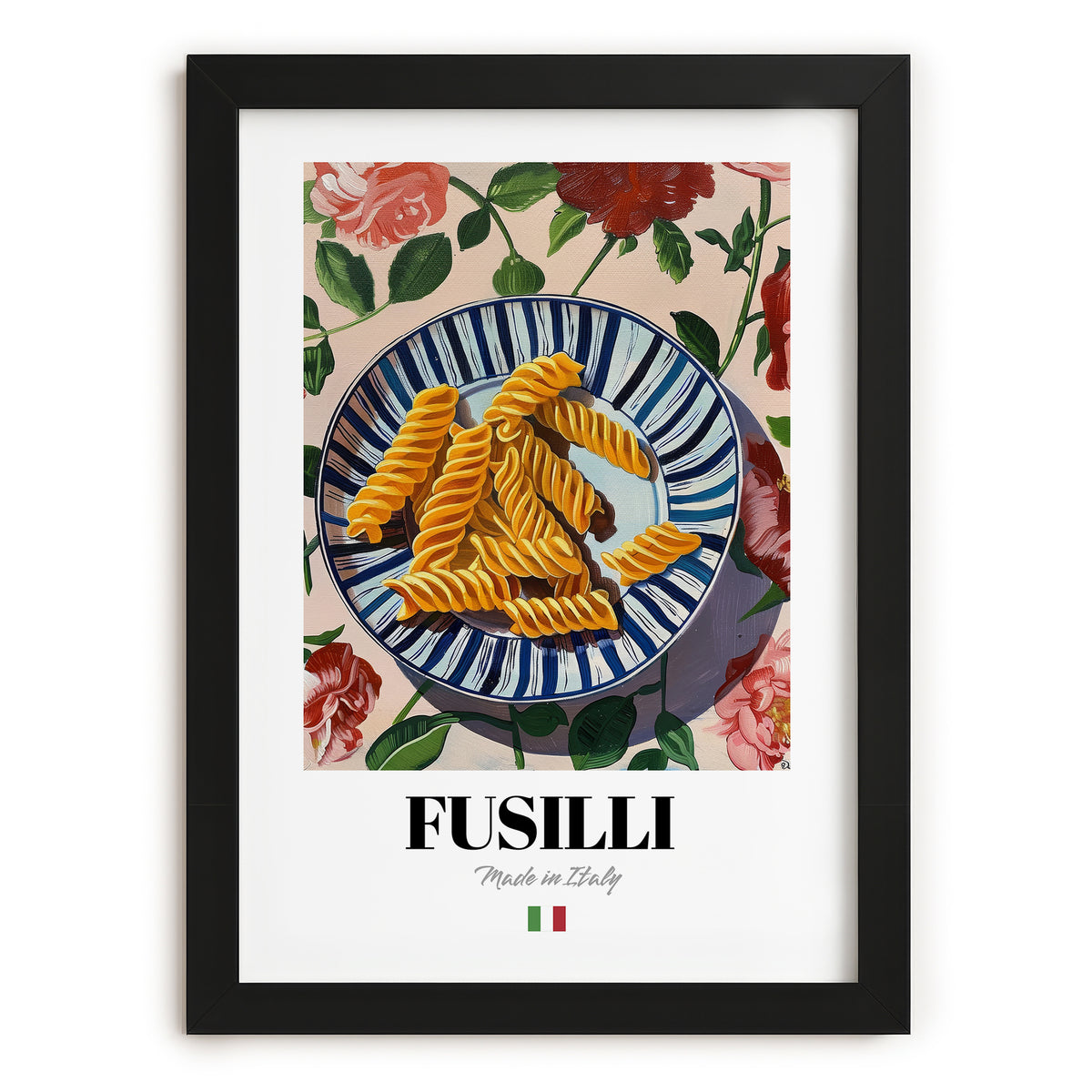 Fusilli – Italian Pasta, Osteria Print, in sleek black frame