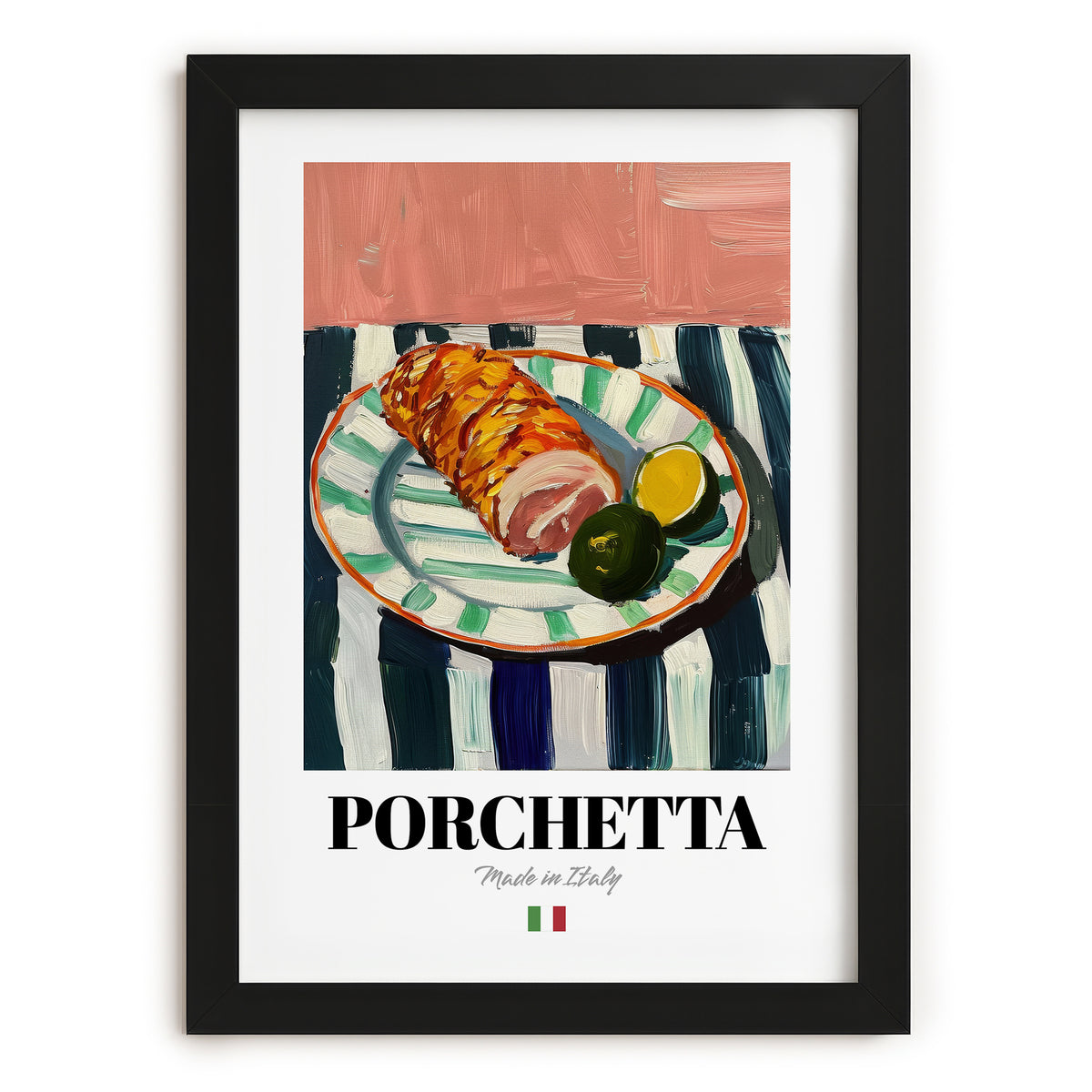 Porchetta – Italian Meat Dish, Fine Dining Restaurant Poster, in sleek black frame