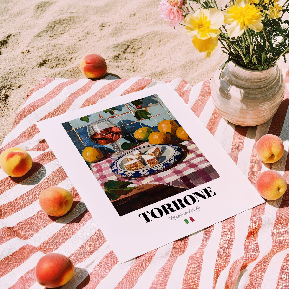 Torrone – Italian Dessert Dish, Tavern Poster, unframed on coastal sand