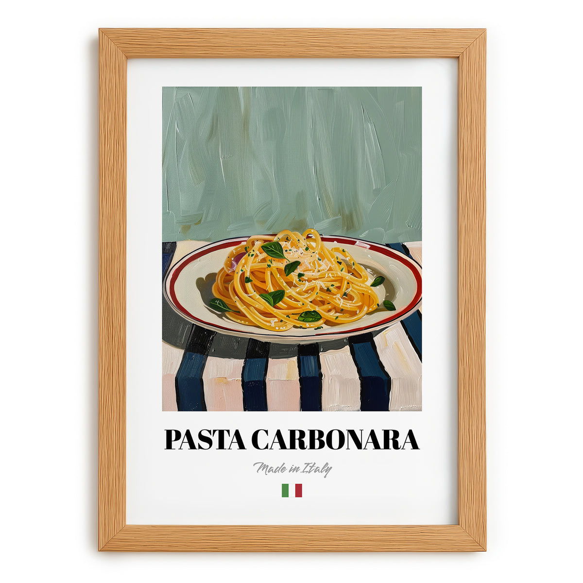 Pasta Carbonara – Italian Pasta, Ristorante Poster, set in oak frame