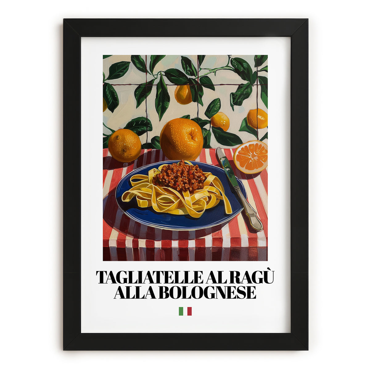 Tagliatelle al ragù alla Bolognese – Italian Pasta, Trattoria Poster, in sleek black frame