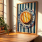 Dàn Tǎ (Egg Tart) – on Striped Tablecloth, Chinese Dessert Poster, clean layout with no caption