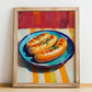 Currywurst – Art, German Food Still Life, no-text version framed in wood