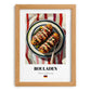 Rouladen – on Striped Tablecloth, German Food Print, set in oak frame