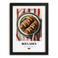 Rouladen – on Striped Tablecloth, German Food Print, in sleek black frame