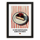 Schwarzwälder Kirschtorte – on Striped Tablecloth, German Dessert Art, in sleek black frame