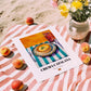 Crema Catalana – Oil Painting, Spanish Dessert Illustration, unframed on coastal sand