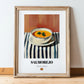 Salmorejo – on Striped Tablecloth, Spanish Food Print, in wooden frame leaning on the floor