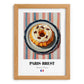 Paris-Brest – on Striped Tablecloth, French French Pastry Art, set in oak frame