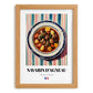 Navarin d’Agneau – on Striped Tablecloth, French Food Wall Art, set in oak frame
