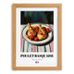 Poulet Basquaise – on Striped Tablecloth, French Food Painting, set in oak frame