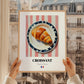 Croissant – on Striped Tablecloth, French French Pastry Wall Art, styled in a charming Paris street view