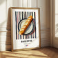 Baguette – on Striped Tablecloth, French Food Illustration