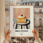 Mille-Feuille – on Striped Tablecloth, French French Pastry Illustration, styled in a charming Paris street view