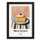 Mille-Feuille – on Striped Tablecloth, French French Pastry Illustration, in sleek black frame