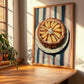 Tarte aux Pommes – on Striped Tablecloth, French French Dessert Wall Decor, clean layout with no caption
