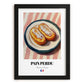 Pain Perdu – on Striped Tablecloth, French French Dessert Still Life, in sleek black frame