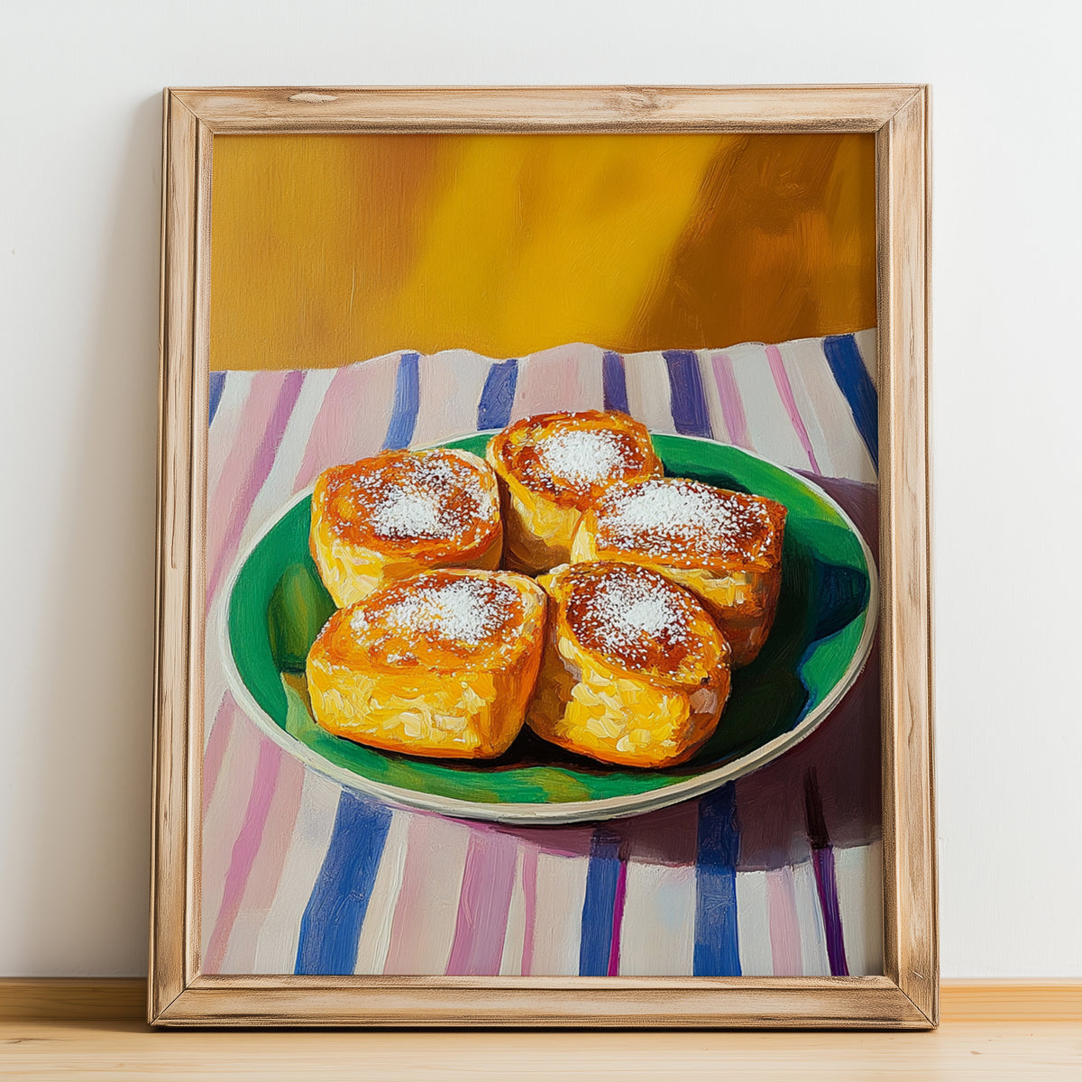 Pain Perdu – Oil Painting, French French Dessert Painting, no-text version framed in wood