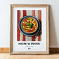 Soupe au Pistou – on Striped Tablecloth, French Food Illustration, in wooden frame leaning on the floor