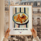 Crêpes Suzette – on Striped Tablecloth, French French Dessert Wall Decor, styled in a charming Paris street view