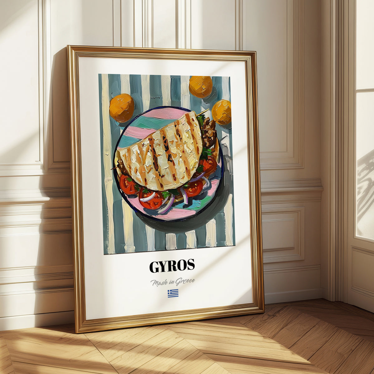 Gyros – Oil Painting, Greek Food Still Life