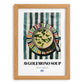 Avgolemono Soup – on Striped Tablecloth, Greek Food Wall Decor, set in oak frame