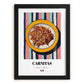 Carnitas – on Striped Tablecloth, Mexican Food Illustration, in sleek black frame