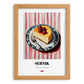 Sernik – on Striped Tablecloth, Polish Dessert Art, set in oak frame
