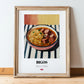 Bigos – on Striped Tablecloth, Polish Food Wall Decor, in wooden frame leaning on the floor